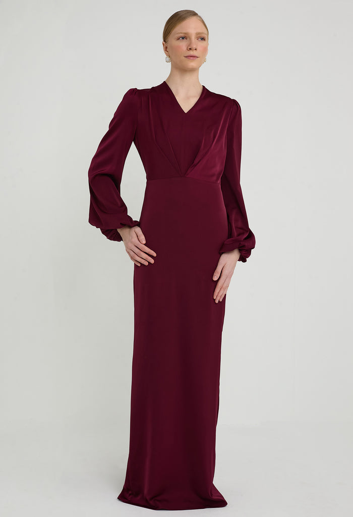 nichii x NURITA HARITH Lustre Inverted V Pleated Maxi Dress