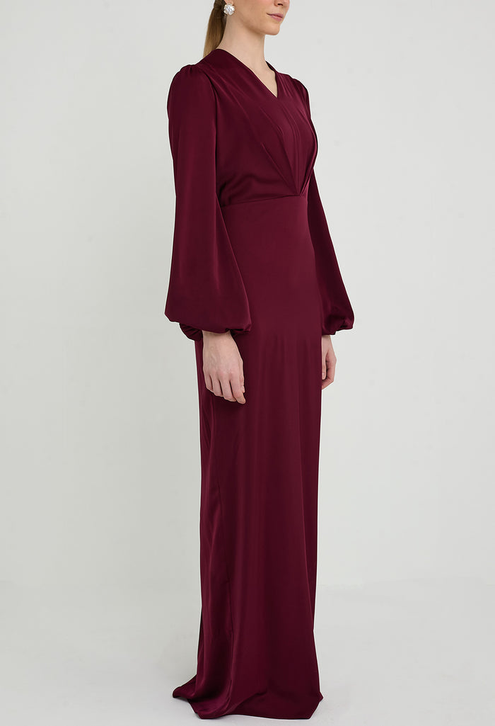 nichii x NURITA HARITH Lustre Inverted V Pleated Maxi Dress