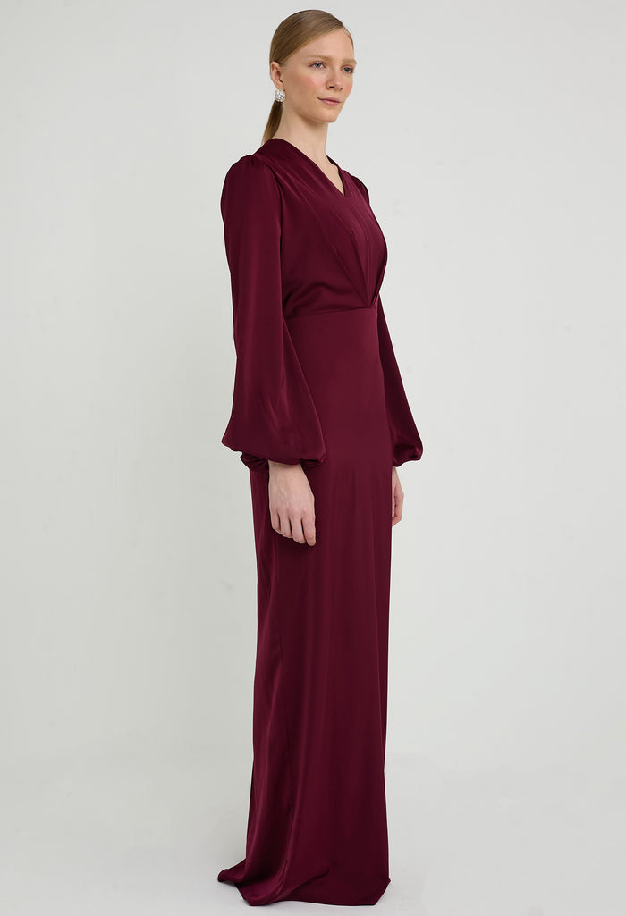 nichii x NURITA HARITH Lustre Inverted V Pleated Maxi Dress