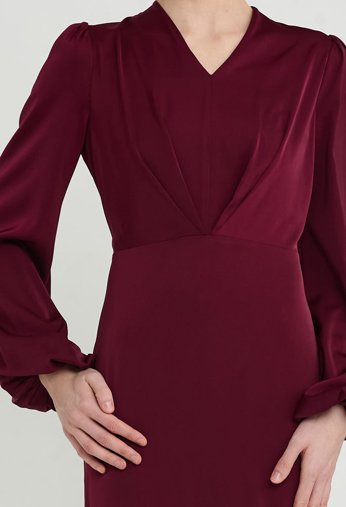 nichii x NURITA HARITH Lustre Inverted V Pleated Maxi Dress