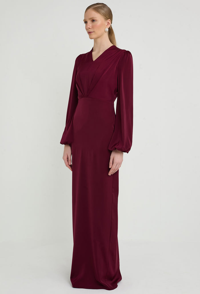 nichii x NURITA HARITH Lustre Inverted V Pleated Maxi Dress