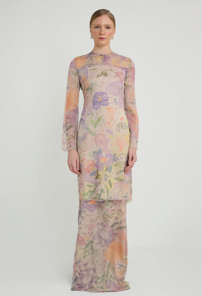 nichii x NURITA HARITH Serene Floral Chiffon Overlay Kurung Set