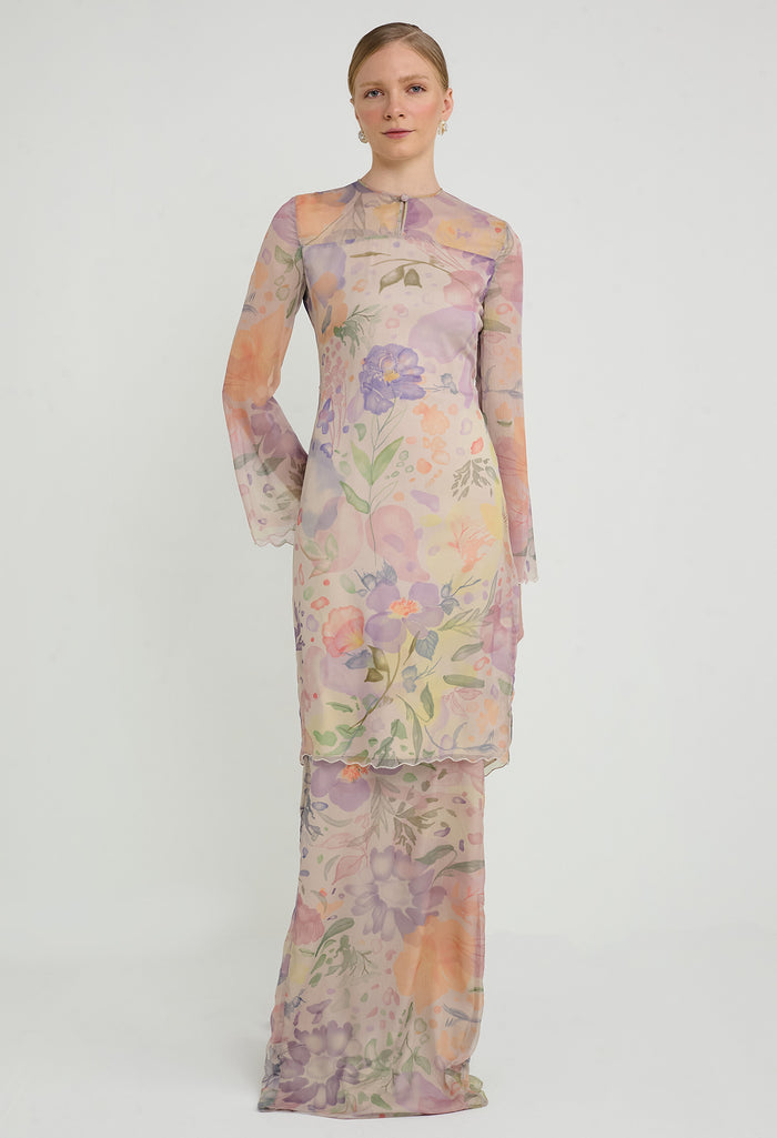 nichii x NURITA HARITH Serene Floral Chiffon Overlay Kurung Set