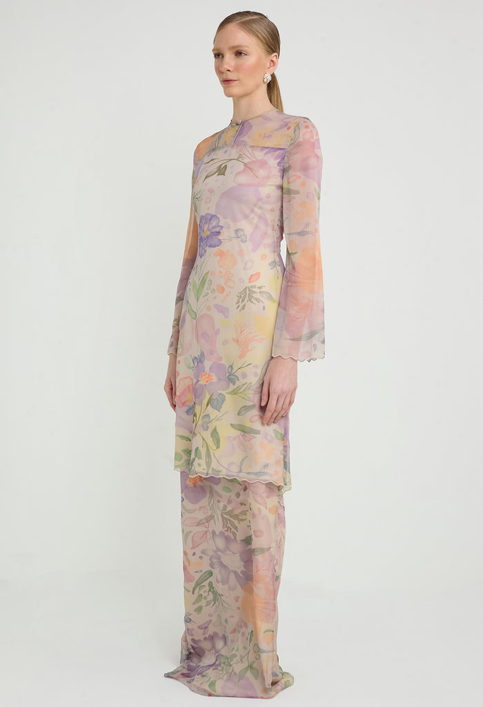 nichii x NURITA HARITH Serene Floral Chiffon Overlay Kurung Set
