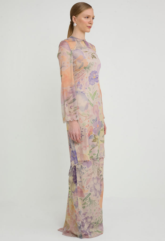nichii x NURITA HARITH Serene Floral Chiffon Overlay Kurung Set