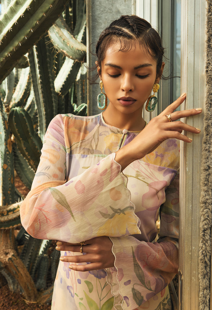 nichii x NURITA HARITH Serene Floral Chiffon Overlay Kurung Set