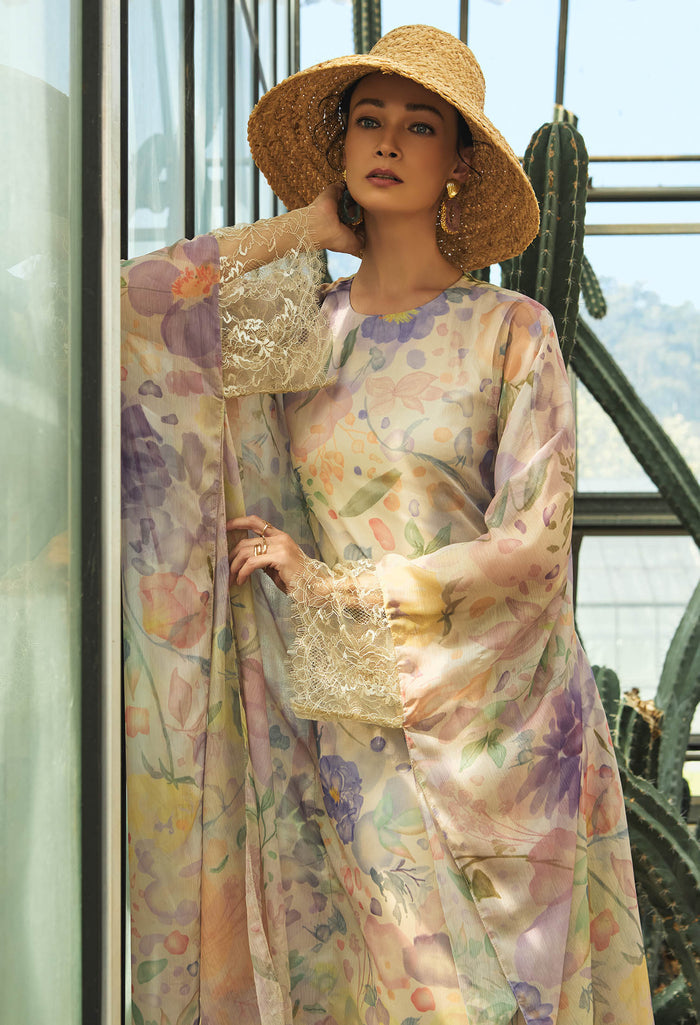 nichii x NURITA HARITH Serene Floral Lace Kaftan