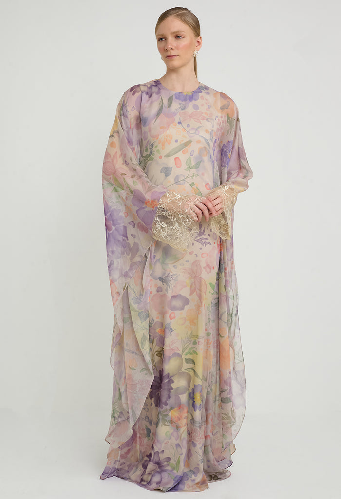 nichii x NURITA HARITH Serene Floral Lace Kaftan