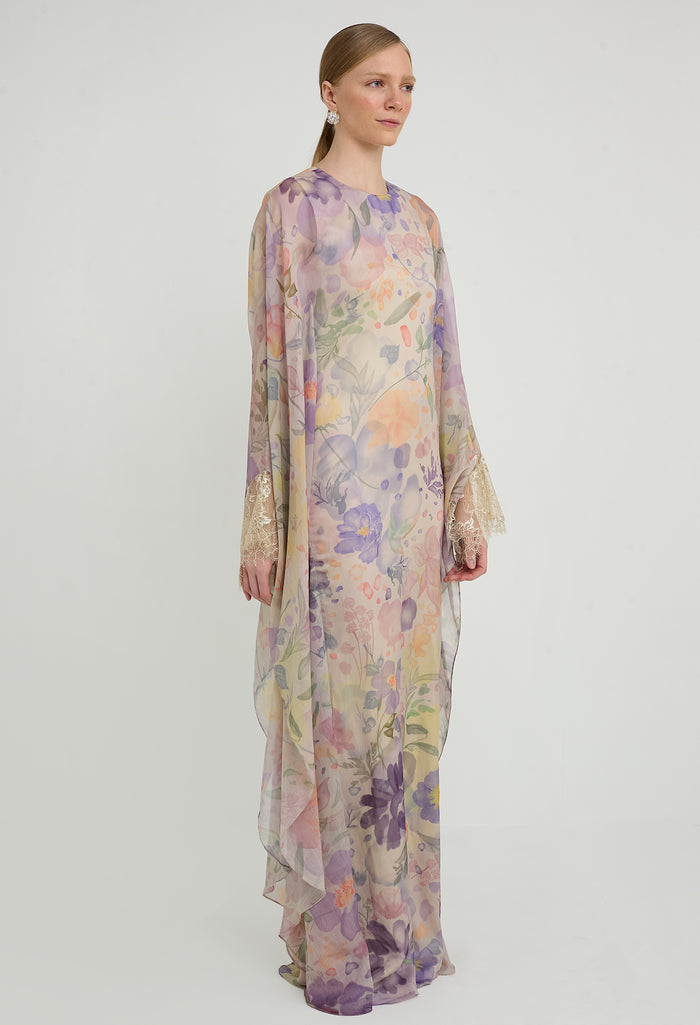 nichii x NURITA HARITH Serene Floral Lace Kaftan
