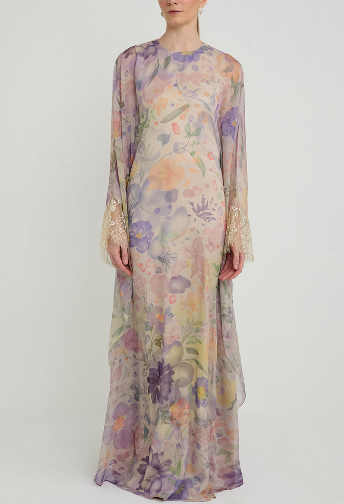 nichii x NURITA HARITH Serene Floral Lace Kaftan