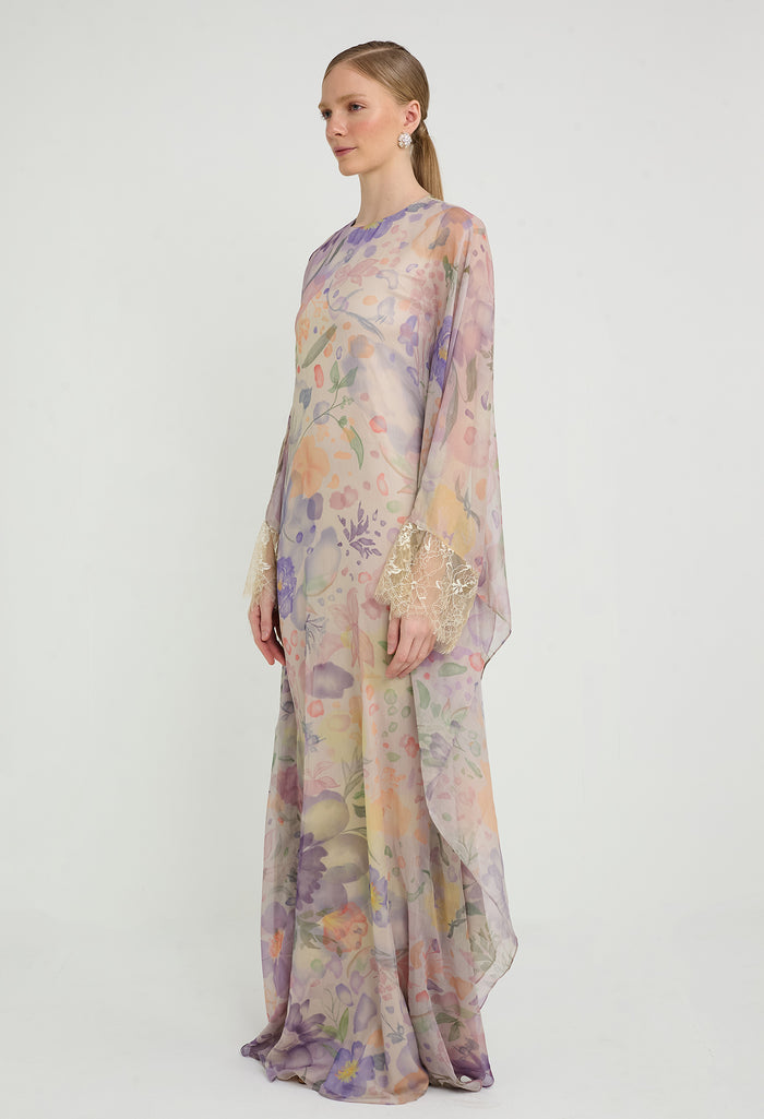 nichii x NURITA HARITH Serene Floral Lace Kaftan