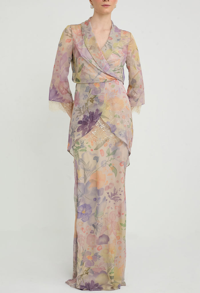 nichii x NURITA HARITH Serene Floral Surplice Petal Maxi Dress