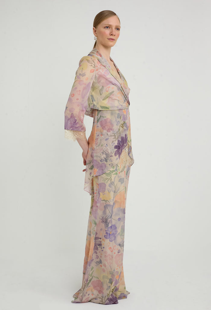 nichii x NURITA HARITH Serene Floral Surplice Petal Maxi Dress
