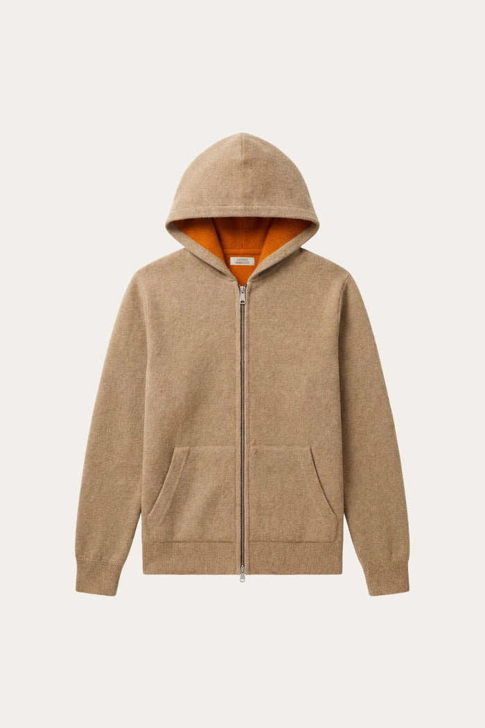 Novaro Hooded Zip Knit Beige/Orange