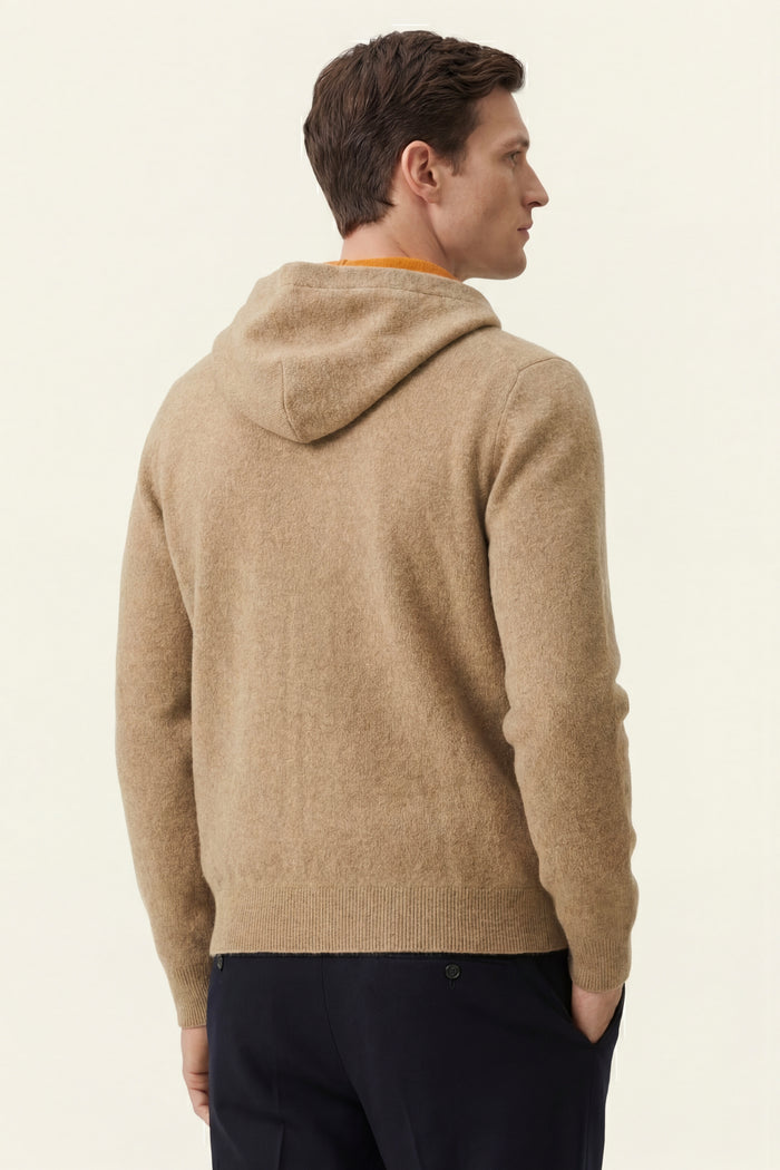 Novaro Hooded Zip Knit Beige/Orange
