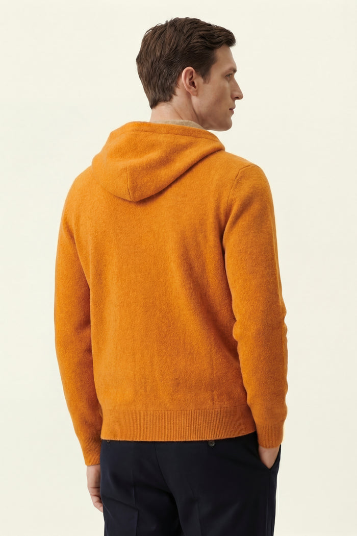 Novaro Hooded Zip Knit Beige/Orange