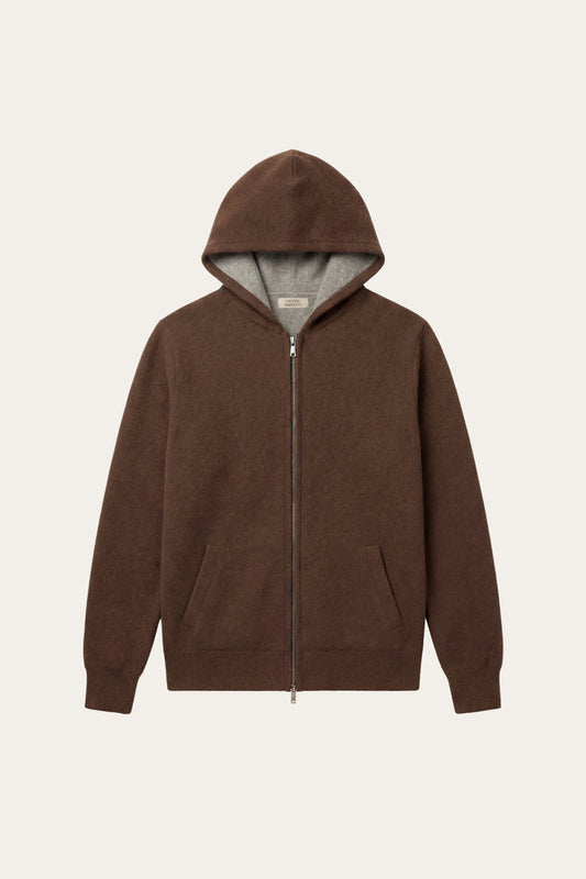 Novaro Hooded Zip Knit Brown/Grey