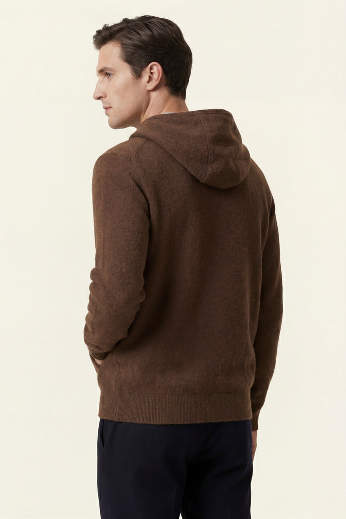 Novaro Hooded Zip Knit Brown/Grey