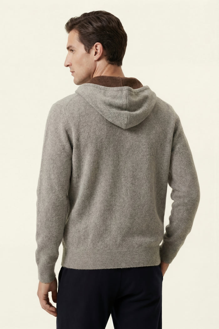 Novaro Hooded Zip Knit Brown/Grey
