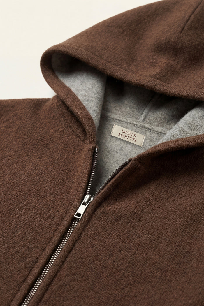Novaro Hooded Zip Knit Brown/Grey