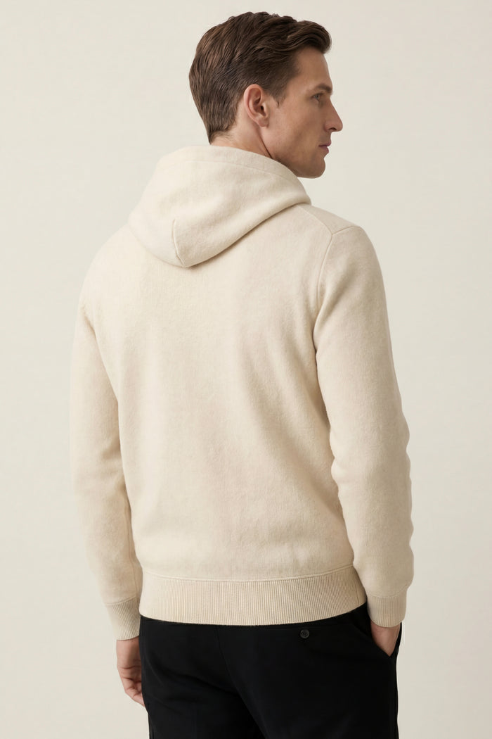 Novaro Hooded Zip Knit Ivory/Black