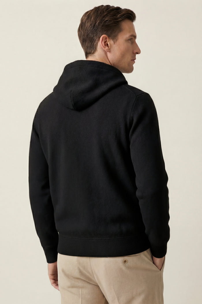 Novaro Hooded Zip Knit Ivory/Black