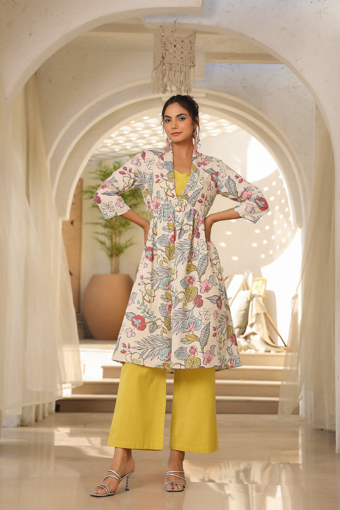 Ocher Three Piece Cotton Flex Co-ord Set
