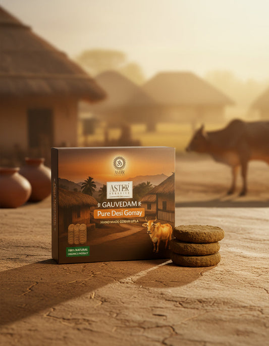 Handmade cow dung cakes (upla) for fuel or religious use.