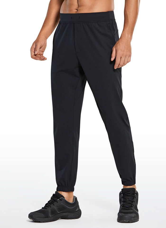 CRZ YOGA Men's Run Slim Fit On the Travel Joggers 28''- Ankle Zipper Black