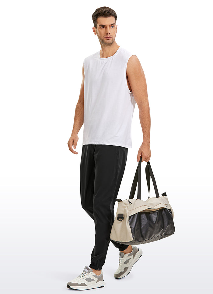 CRZ YOGA Men's Run Slim Fit On the Travel Joggers 32''- Ankle Zipper Black