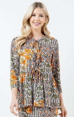 Orange & Olive Floral Tunic