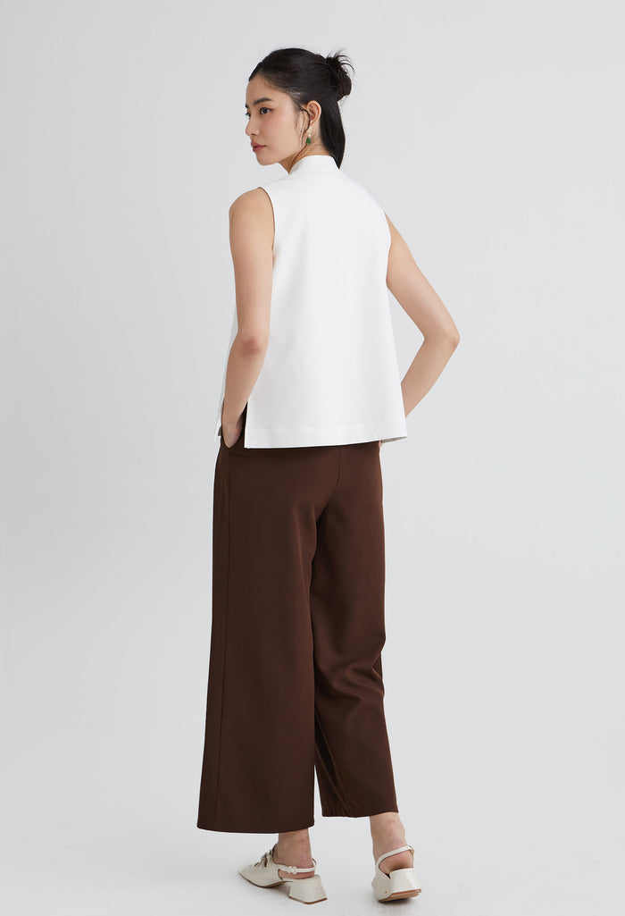 Oriental Button Sleeveless Top