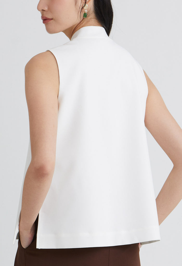 Oriental Button Sleeveless Top