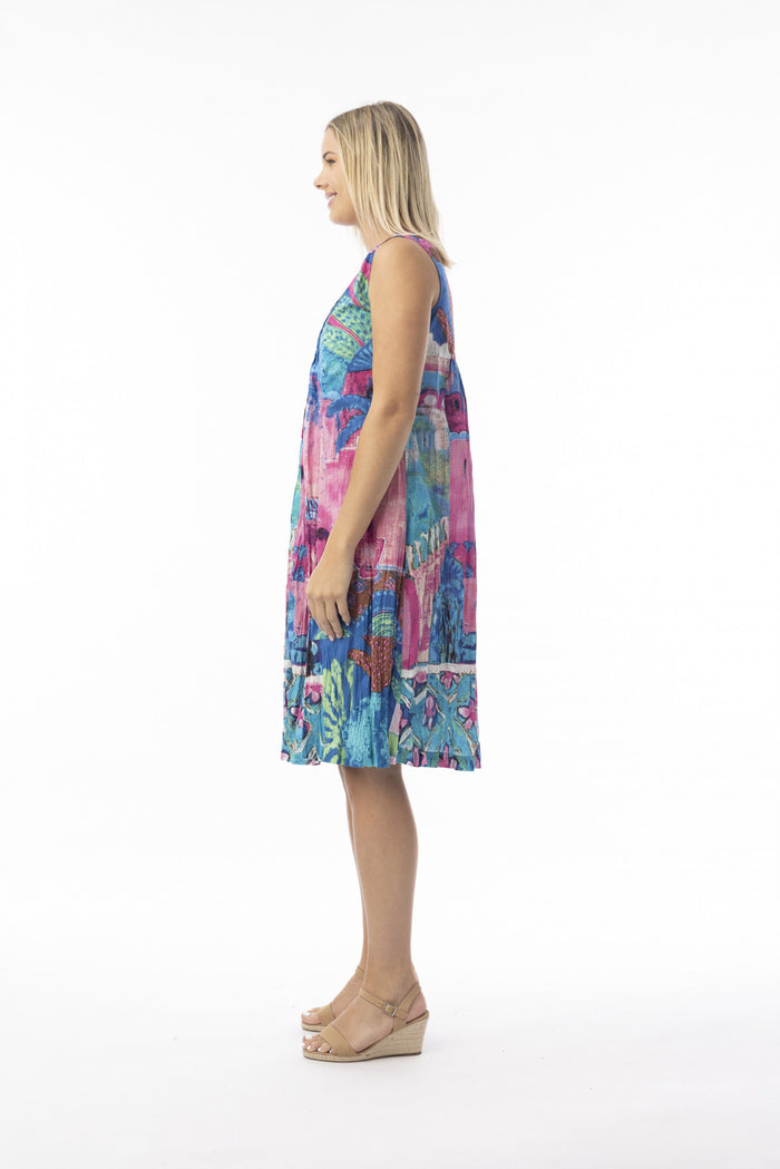 Orientique Cotton V Pleated Dress
