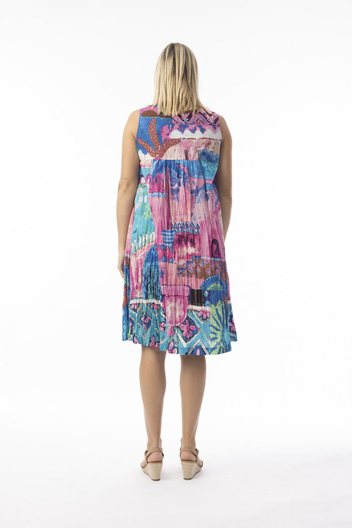 Orientique Cotton V Pleated Dress