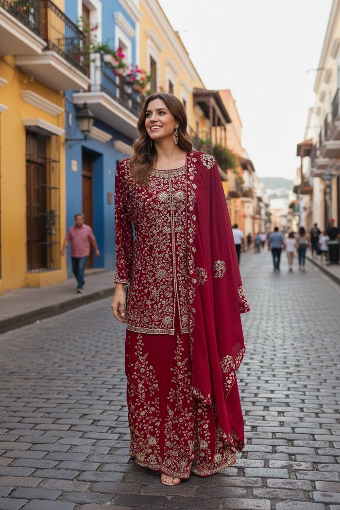 Party wear sharara set by Kurti Connection USA