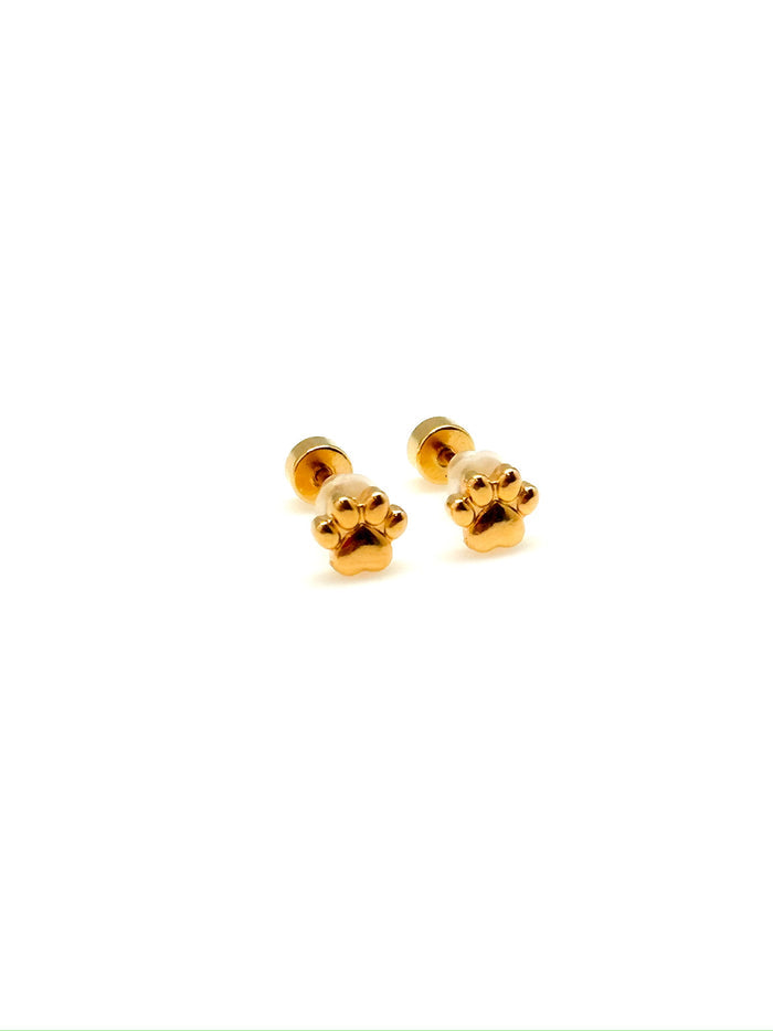 Gold Paw Print Earrings