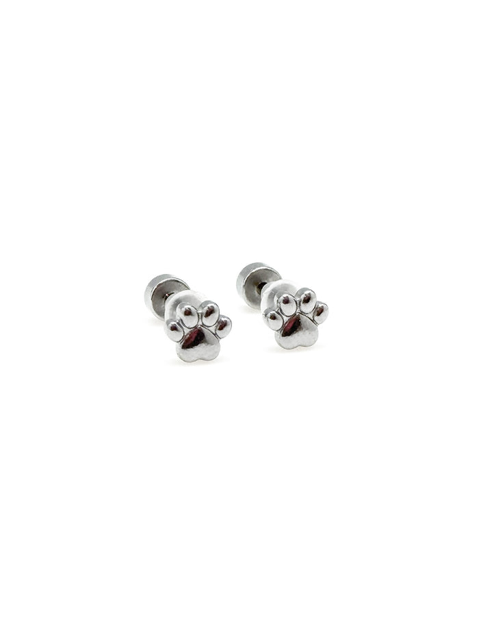 Silver paw print earrings
