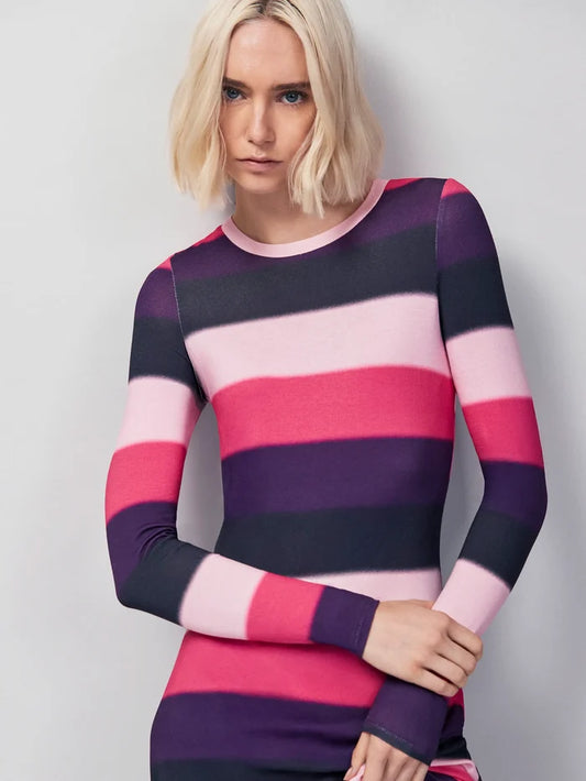 Petite Multi Blurred Stripe Jersey Dress