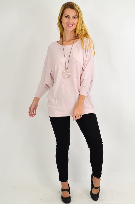 Pink Batwing Super Soft Winter Knit Tunic by Cali&Co, featuring a cozy, oversized design with batwing sleeves and a soft knit texture.