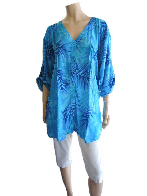 Plusss Crinkle Rayon Pintuck Top (up to Size 40)