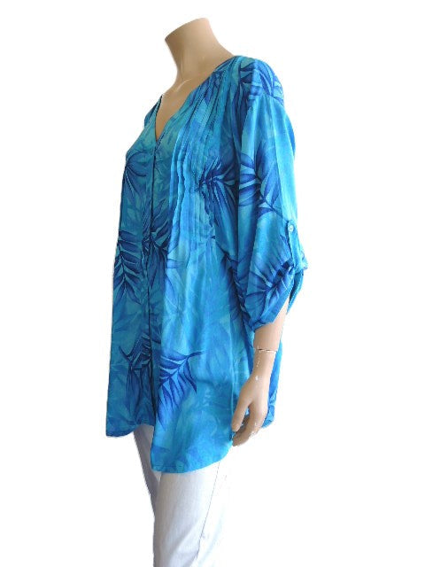 Plusss Crinkle Rayon Pintuck Top (up to Size 40)