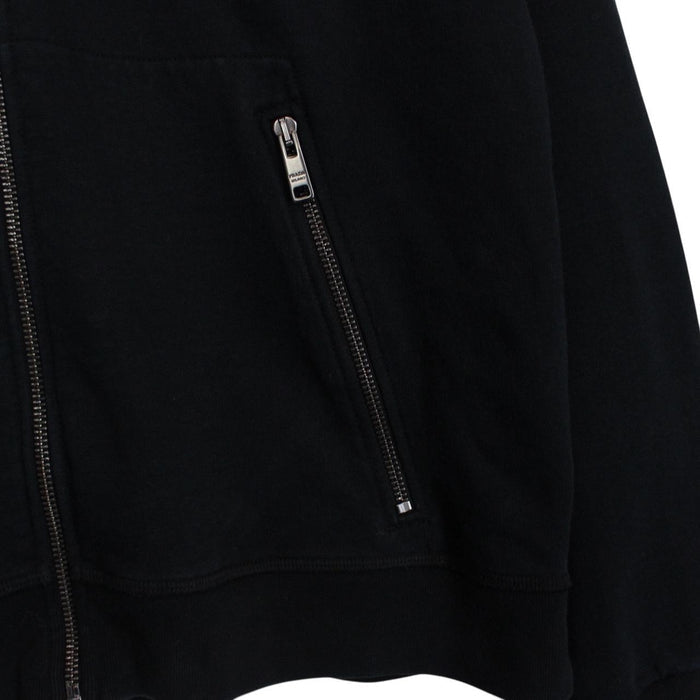 Prada Sport Black Full Zip Cotton Hoodie with Nylon Hood