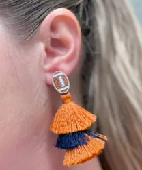 Prep Obsessed Football Glitter Tassel Earrings