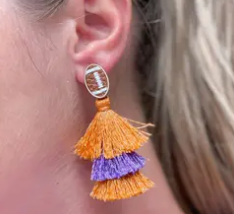 Prep Obsessed Football Glitter Tassel Earrings