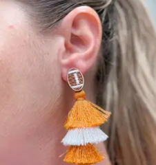 Prep Obsessed Football Glitter Tassel Earrings
