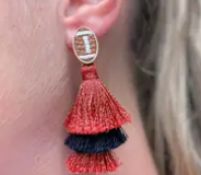 Prep Obsessed Football Glitter Tassel Earrings