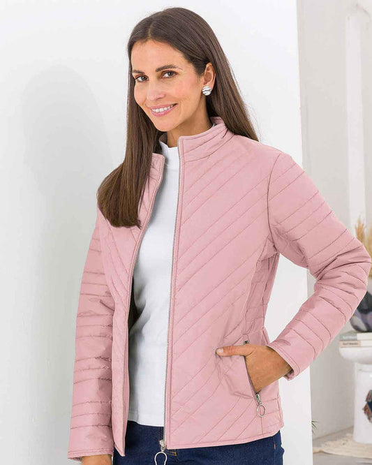 Quilted Showerproof Padded Jacket - Nougat - The Classic Boutique