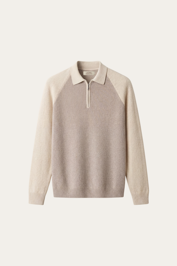 Raffaello Two-Tone Zip Polo Ivory