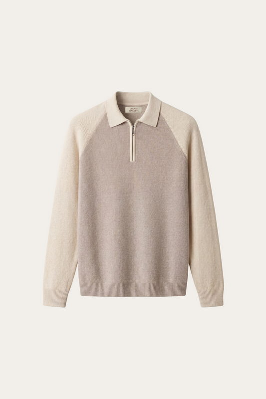 Raffaello Two-Tone Zip Polo Ivory